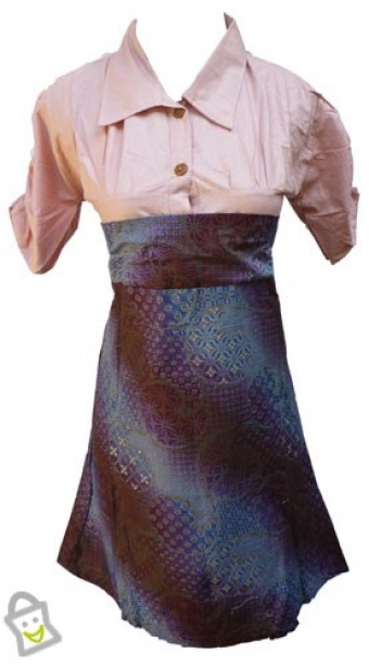 BAJU BUTIK RIEZT Dress Batik Biru Allsize